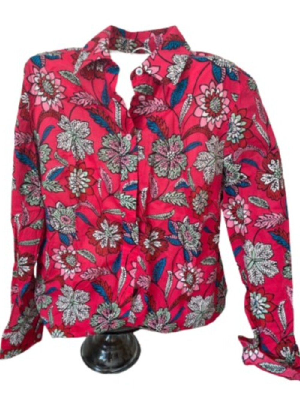Talbots Blue and Pink Button Down Shirt Notched Collar nwot